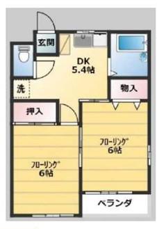ベルミヨンアパルト(2DK/1階)の間取り写真