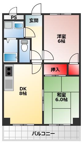 ラポールI(2DK/1階)の間取り写真