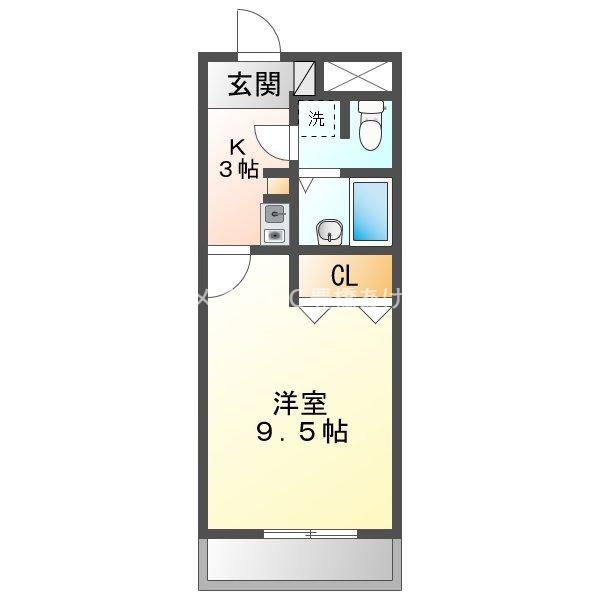 シャンテ豊橋(1K/1階)の間取り写真