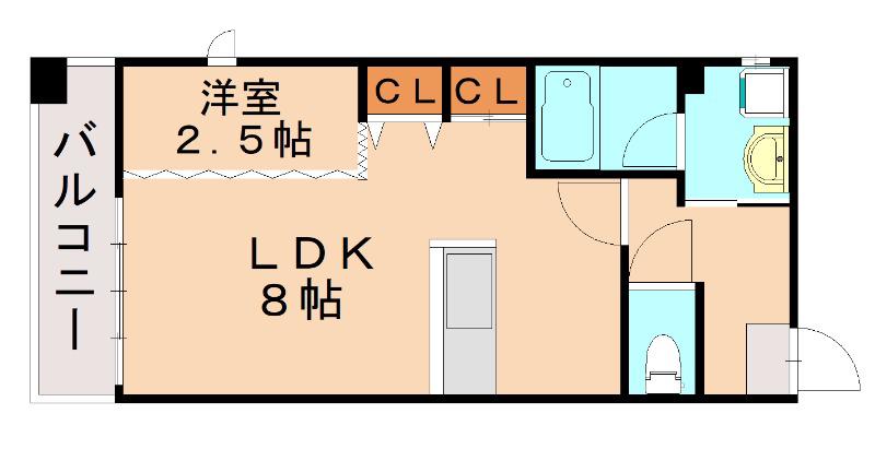 ジェンティーレ天神II(1LDK/4階)の間取り写真