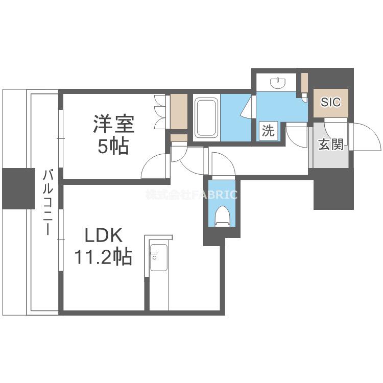 ブランズタワー谷町四丁目(1LDK/3階)の間取り写真