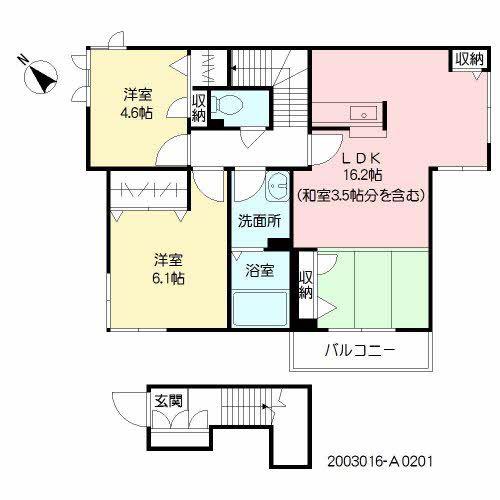 カーサ フローラ(2LDK/2階)の間取り写真