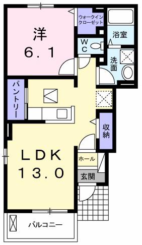 アルバ II(1LDK/1階)の間取り写真