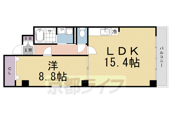 ヴィオラ三条小川(1LDK/3階)の間取り写真
