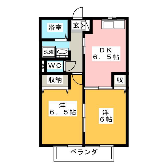サニーヒル駅北(2DK/1階)の間取り写真