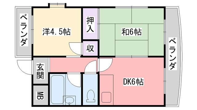 京谷マンション(2DK/1階)の間取り写真
