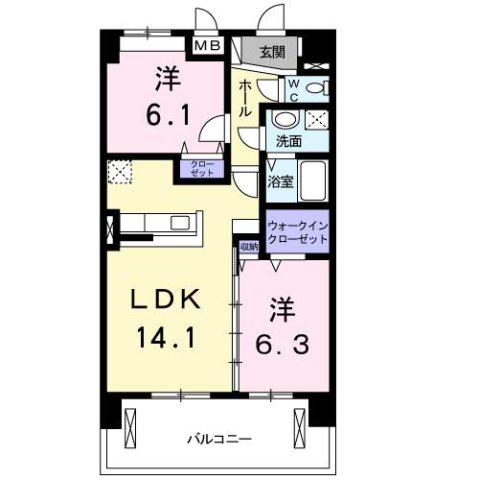 アルールI(2LDK/3階)の間取り写真