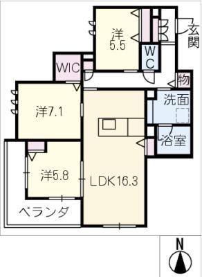 シャーメゾン日進通(3LDK/2階)の間取り写真