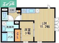 ドミール青江(1LDK/2階)の間取り写真