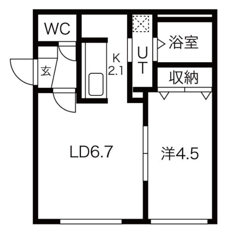 VIENTO美園(1LDK/4階)の間取り写真