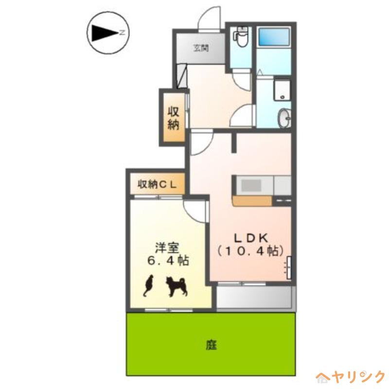 パークヒルズ城土(1LDK/1階)の間取り写真