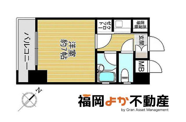ピュアドームパレス博多(1K/3階)の間取り写真