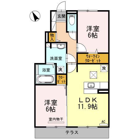 ヴェルドミール長島II(2LDK/1階)の間取り写真