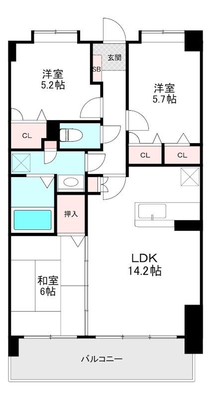 トニーコート(3LDK/6階)の間取り写真