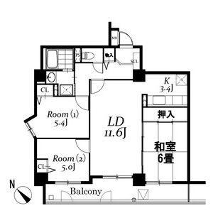 ドルミ若葉(3LDK/3階)の間取り写真