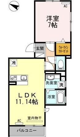 シュロッセフジVII(1LDK/2階)の間取り写真