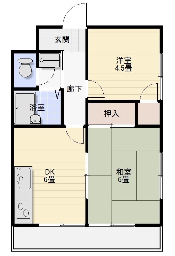 エムハイツひなた山(2DK/3階)の間取り写真