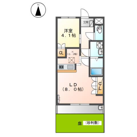 WISTERIA VILLAGE(1LDK/1階)の間取り写真