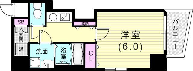 エステムコート神戸西(1K/6階)の間取り写真
