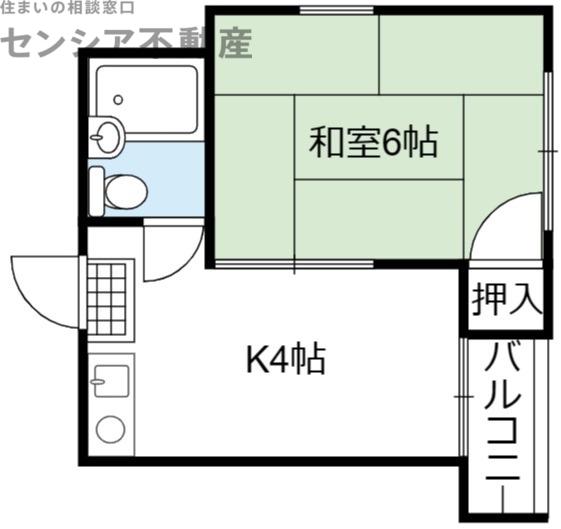 ヤサカパ-トII(1K/3階)の間取り写真
