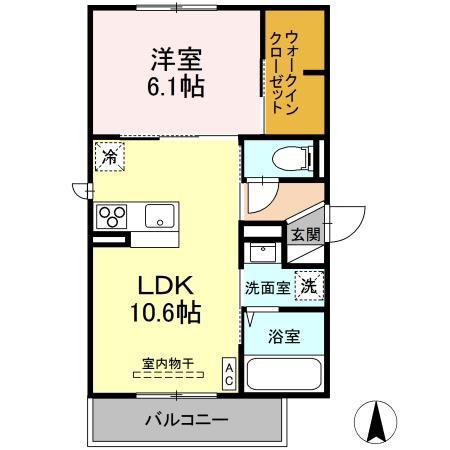 ＪＲ東北本線 仙北町駅 徒歩26分 3階建 築2年(1LDK/3階)の間取り写真
