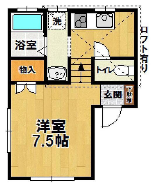 アークエステート谷田部(1K/1階)の間取り写真
