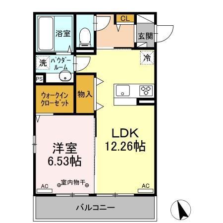 クロッシア三河町(1LDK/3階)の間取り写真