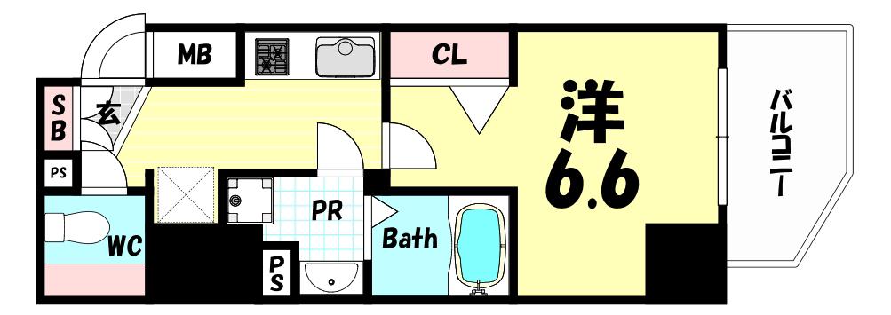 プレサンス神戸元町ミューズ(1K/7階)の間取り写真