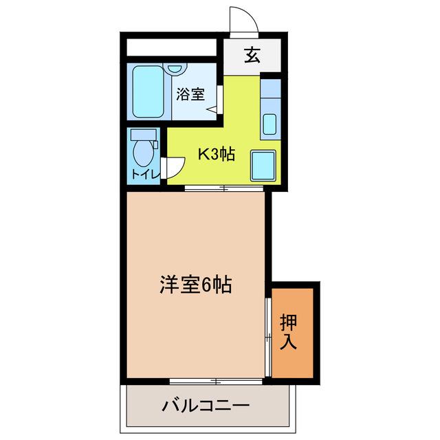 古川マンション(1K/2階)の間取り写真