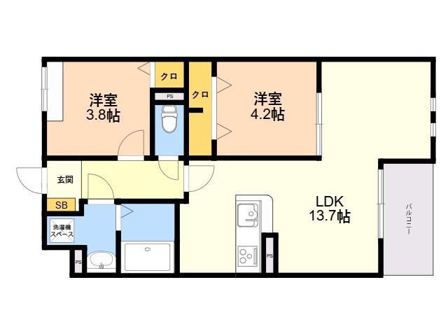 MAISON FIORE(2LDK/2階)の間取り写真