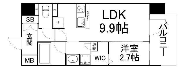 コンフォリア・リヴ南森町Q(1LDK/3階)の間取り写真