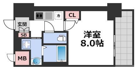 LUMINOUS天王寺舟橋(1K/14階)の間取り写真