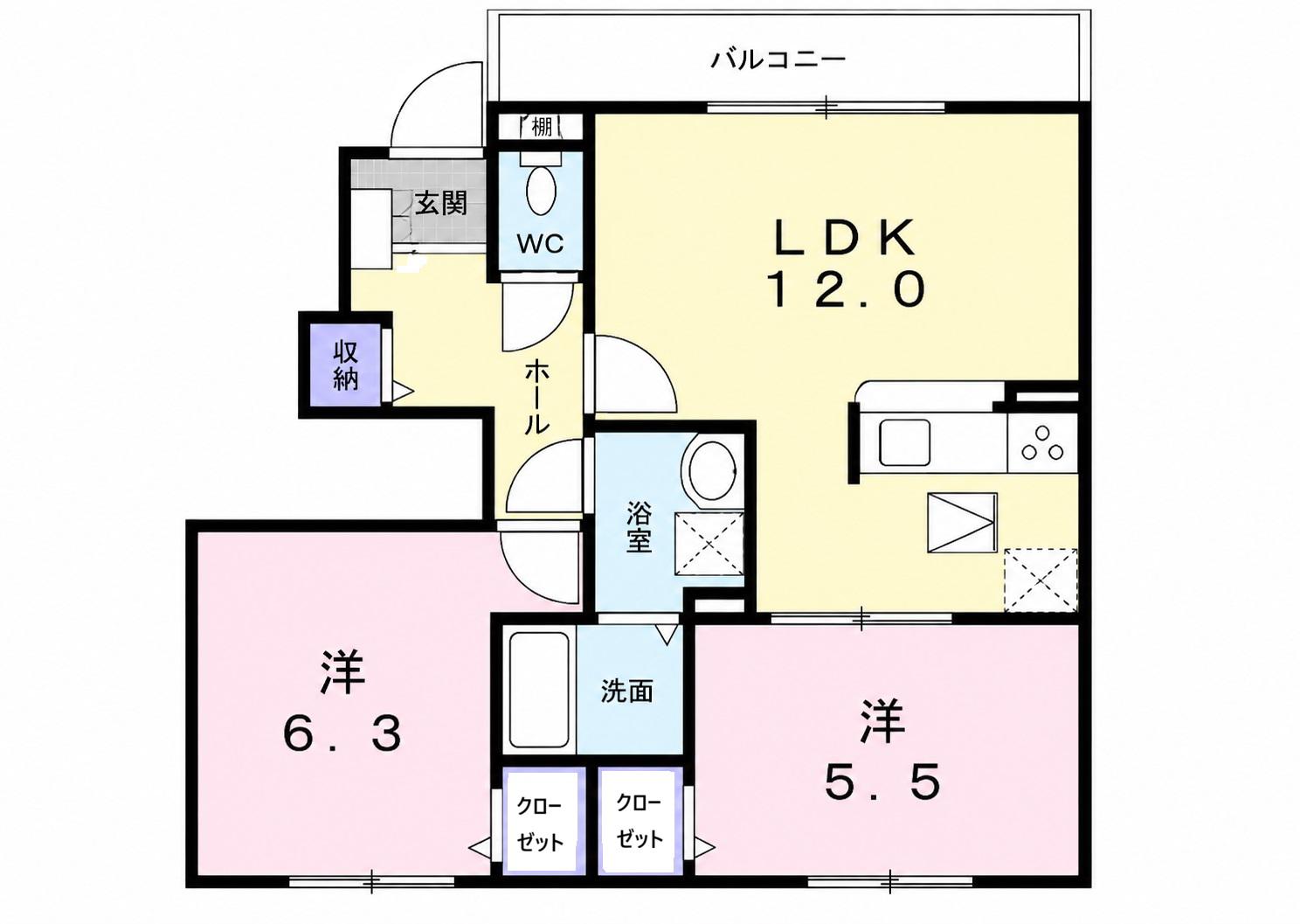 サニーメゾン(3LDK/1階)の間取り写真