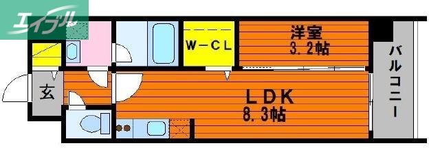レジデンスカープ南中央町(1LDK/11階)の間取り写真