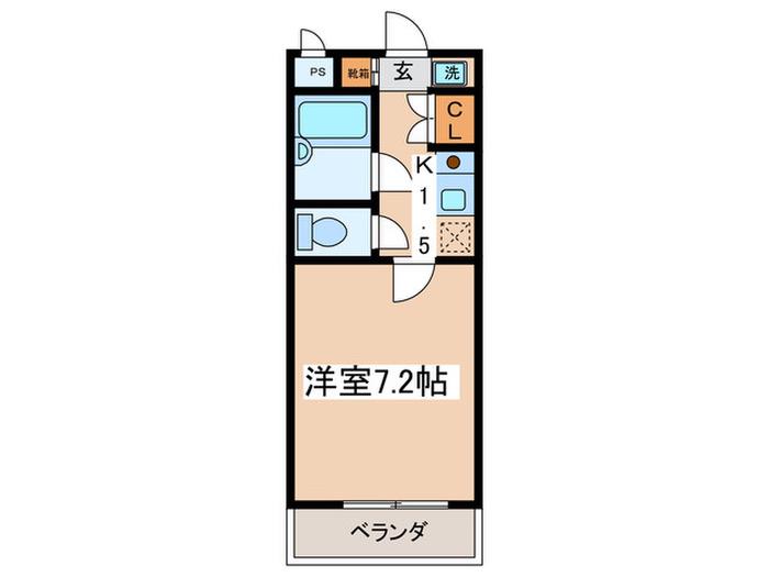 ハイヴィラ東海(1K/3階)の間取り写真