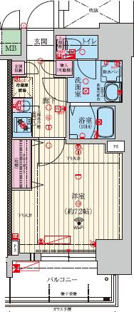 ファーストフィオーレ九条III(1K/13階)の間取り写真