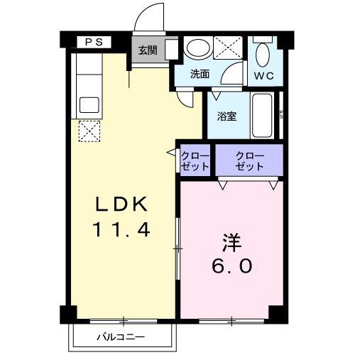スプリングタクト(1LDK/1階)の間取り写真