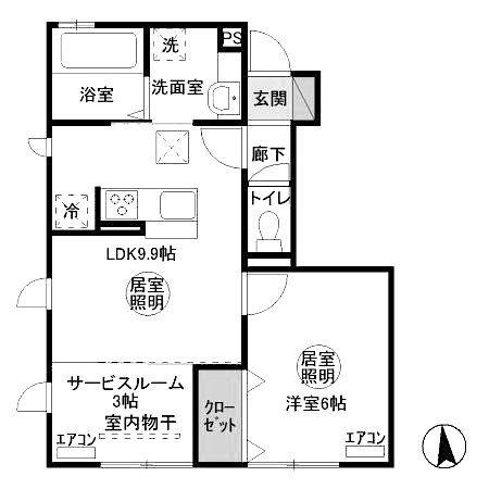 アクタス C(1LDK/1階)の間取り写真