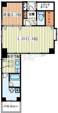 アンビション安堂寺(1LDK/8階)の間取り写真