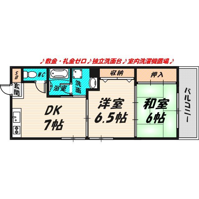 アルテハイム城北Ⅰ(2DK/6階)の間取り写真