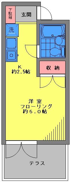 ポータラカ聖学(ワンルーム/2階)の間取り写真