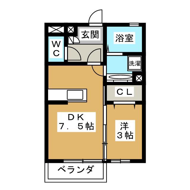 グランモアK(1DK/1階)の間取り写真