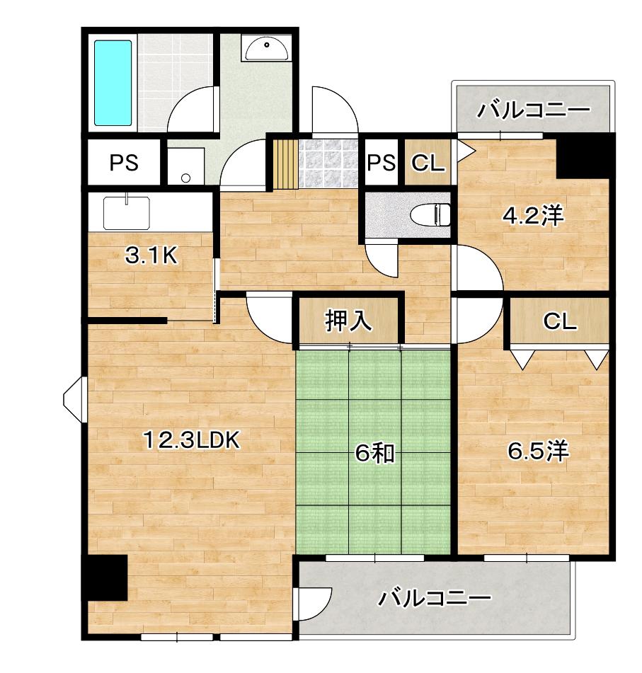ダイアパレス追手前第3(3LDK/11階)の間取り写真