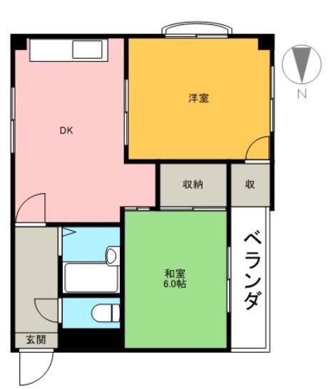 シャトレー寿(2DK/2階)の間取り写真