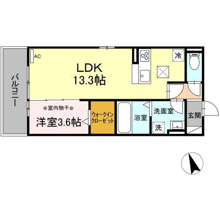 メゾン フローラ(1LDK/1階)の間取り写真