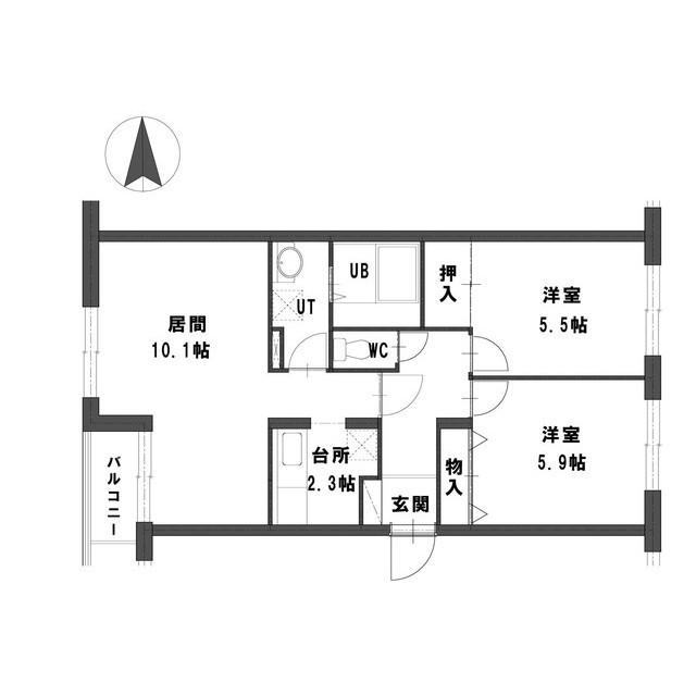 グランメール214(2LDK/3階)の間取り写真