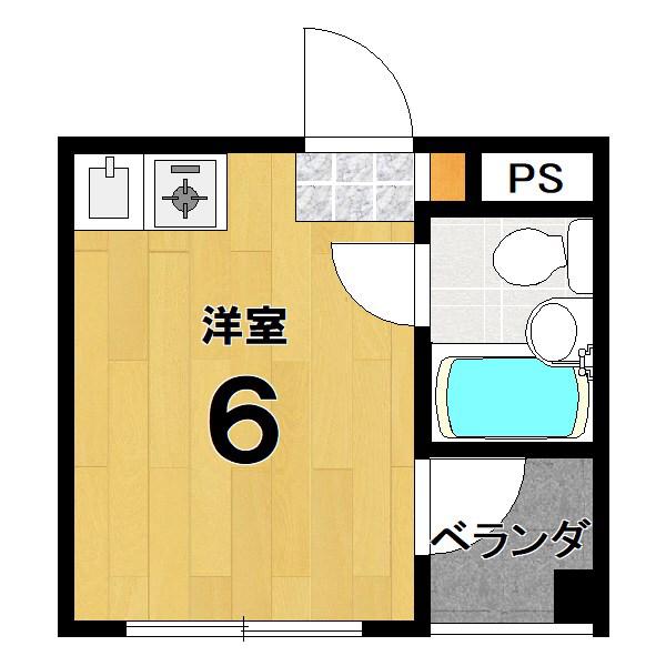 コーポ白梅園(ワンルーム/2階)の間取り写真