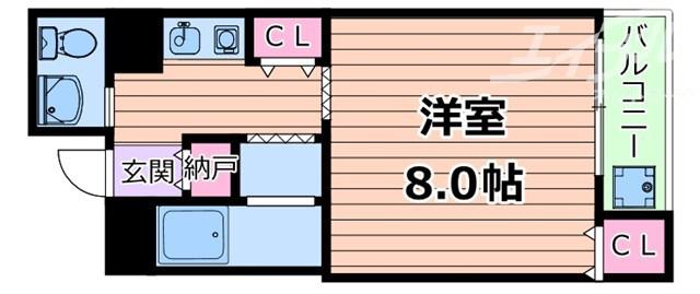 第2キシベビル(1K/2階)の間取り写真