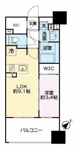 ネベル横浜関内(1LDK/2階)の間取り写真