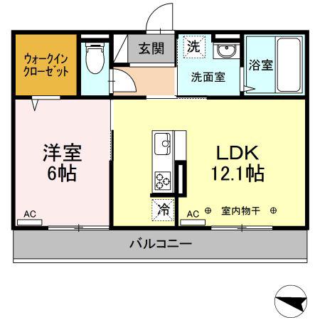 ＪＲ東北本線 盛岡駅 徒歩17分 3階建 築6年(1LDK/3階)の間取り写真